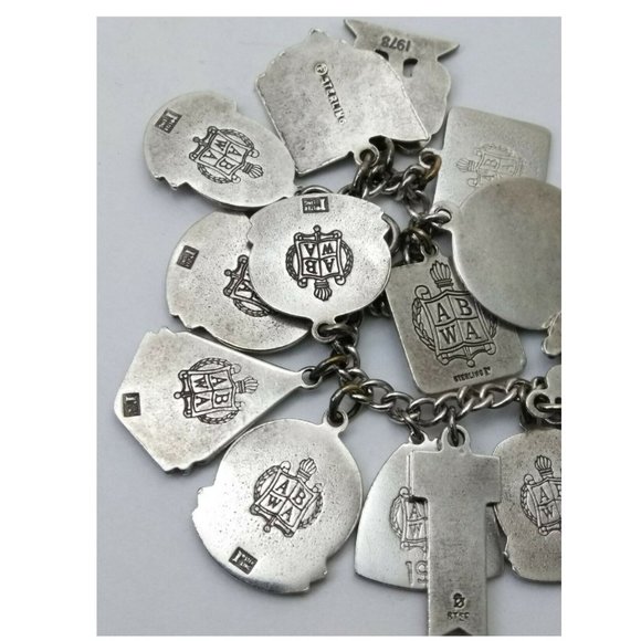 Loaded 1970's Sterling Silver ABWA Charm Bracelet - Picture 5 of 8
